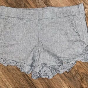 Women's Gray Ruffle Hem Shorts